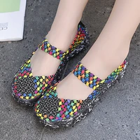 summer women shoes lady hand made flats sneakers breathable lightweight women flat shoes manual woven shallow women casual shoes