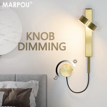 Modern led wall lamp bedroom Bedside lamp wall decoration living room sconce with switch knob dimming wall lights for home