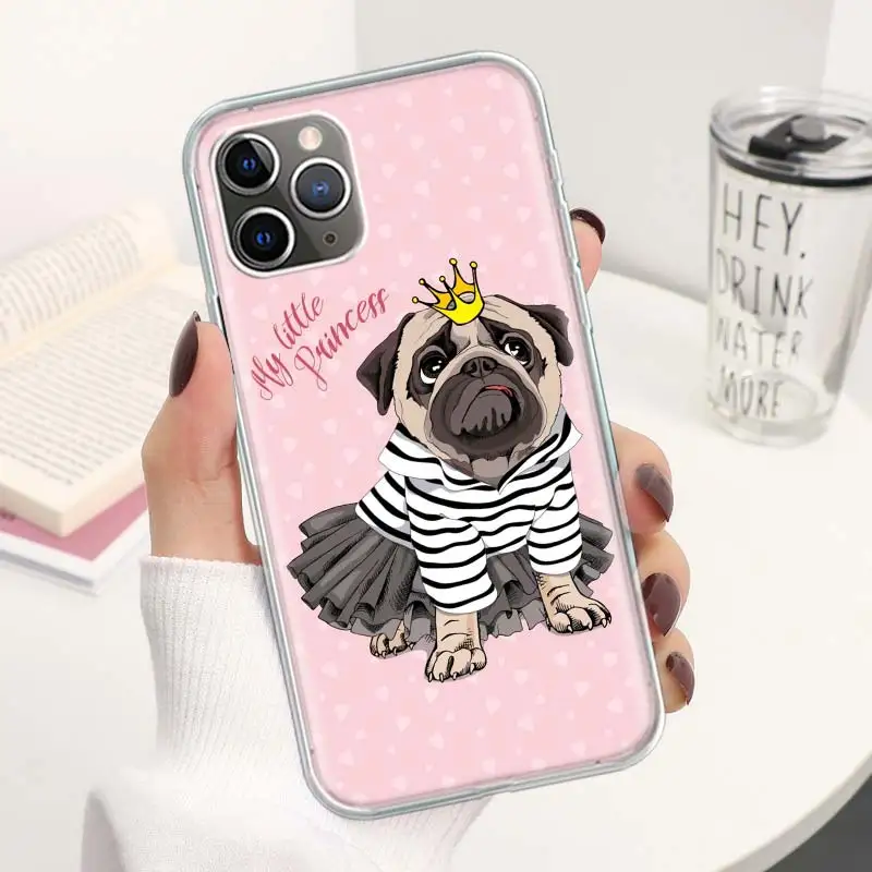 Чехол для телефона с рисунком в виде милой собаки iPhone 11 13 14 Pro Max 15 Ultra 12 Mini 7 Plus 8 + X XR