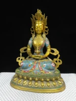 19 tibetan temple collection old bronze cloisonne enamel longevity buddha infinite life wisdom tathagata sitting buddha