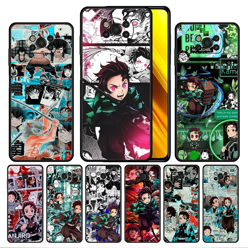 

Demon Slayer Art Case Cover for Xiaomi Poco X3 NFC X4 F1 F2 F3 Redmi Note 9s 9 8 8T 10 11S Pro Capinha Black Original Official