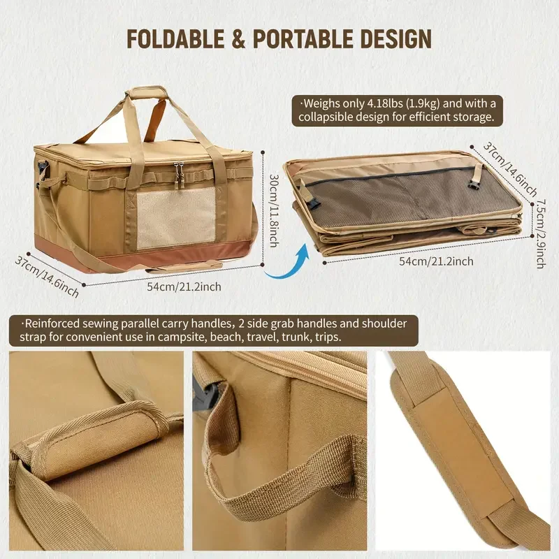 Сумка для хранения большой емкости на 60 л кемпинга и пикника — прочная ткань