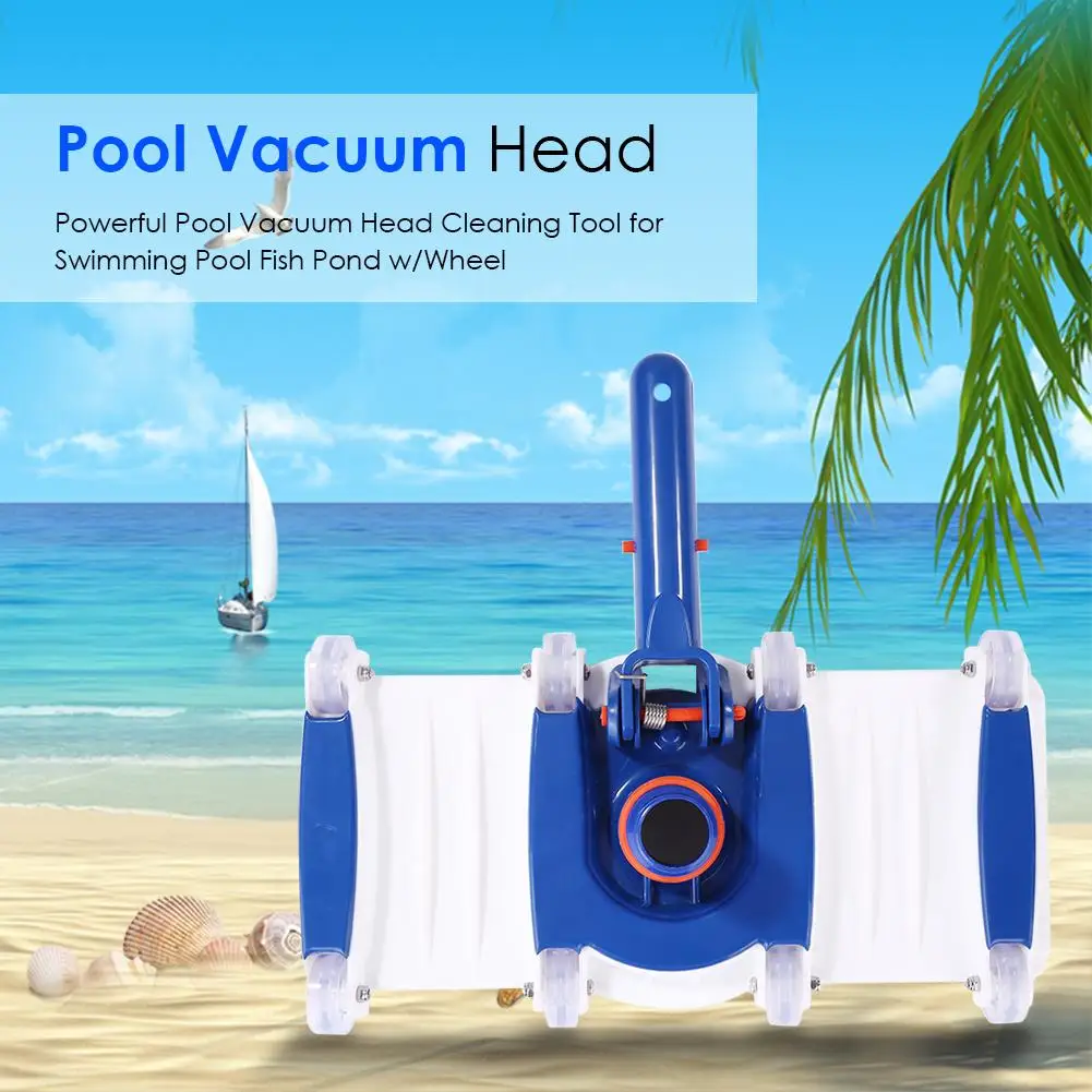 

14 inch Plastic Handle Pool Vacuum Head Cleaning Tool Portable Durable Strengthen Remove Stains for Bath Swimming Pool