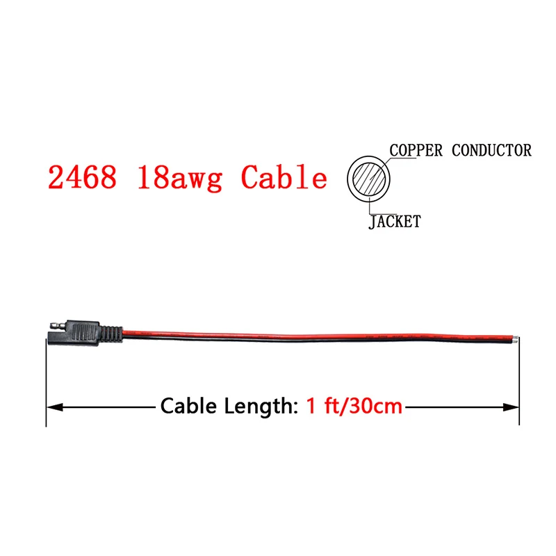 Медный провод 300 мм 120 Вт 10 А 12 В 18AWG красный разъем питания SAE 2-контактный