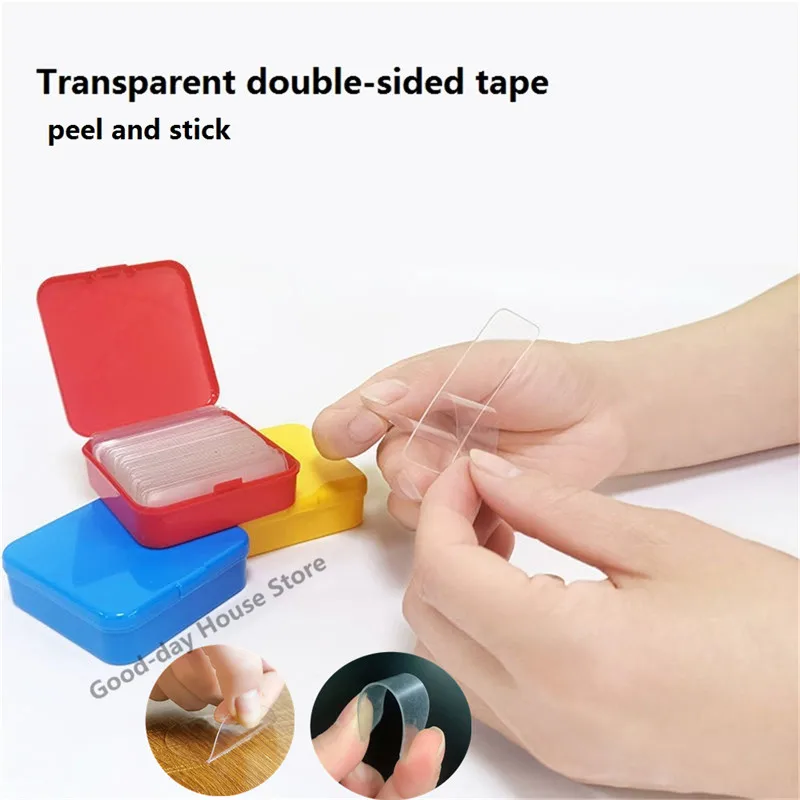 

Transparent PVC Reusable Magic Double Sided Tape Adhesive Tape Wall Stickers Waterproof Nano Clear Home Kitchen Supply 60pcs