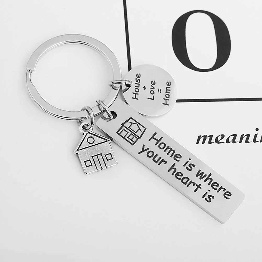 

2 Pcs Stainless Steel Keychain Creative Holder Rings Ornaments Home 5X1.2CM Silver Lovers