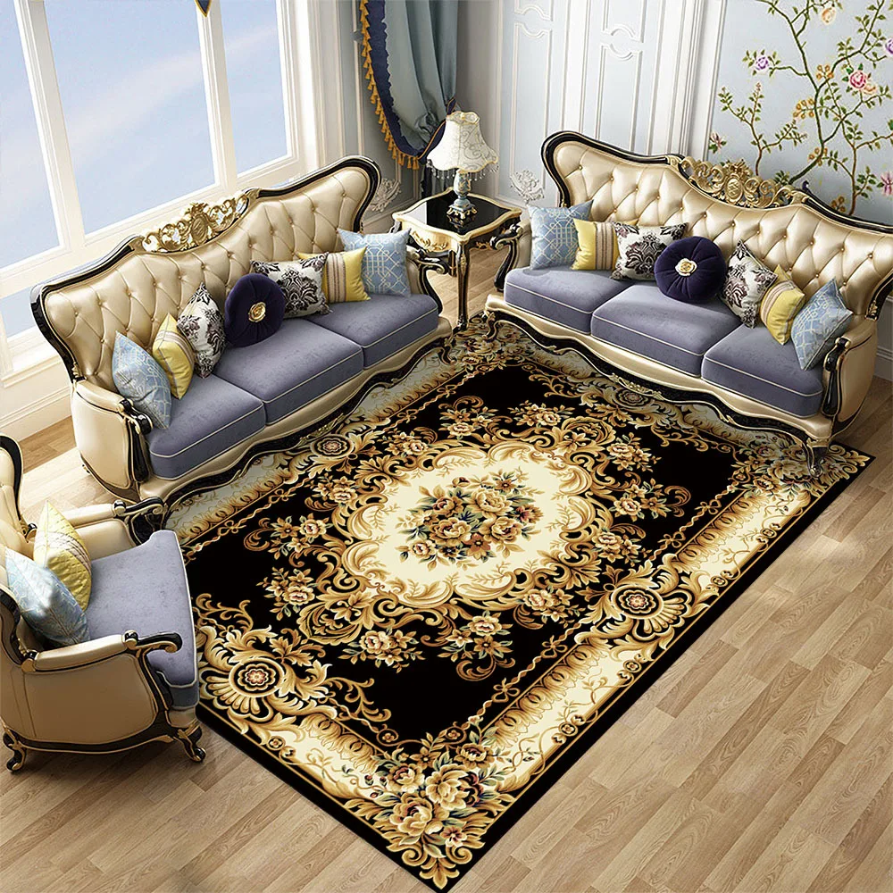 

European Persian Art Area Rug for Living Room Non-slip Bath Mat Entrance Door Mat Bedroom Bedside Thickend Carpet Home Decor