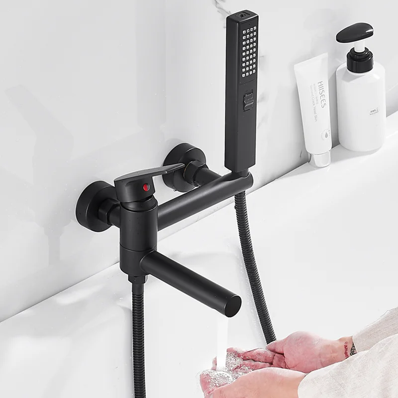 

All copper bathroom mixer hot and cold shower mixer bathroom shower water mixing valves switch simple black faucets for shower
