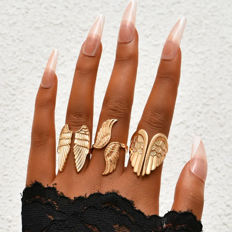 

3 Pcs/set Alloy Wings Fashion Finger Rings Set Jewelry Accessories for Women