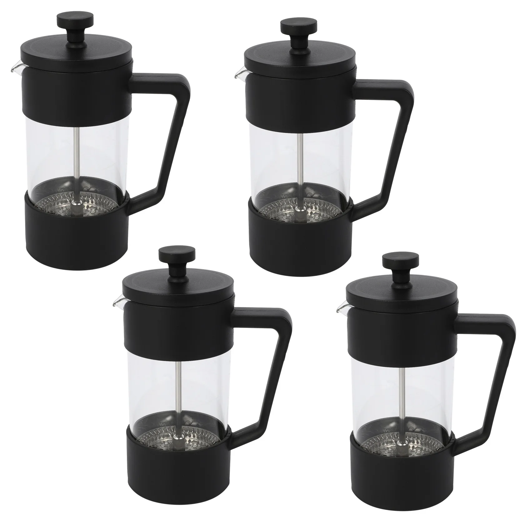 

4X French Press Coffee & Tea Maker 12Oz, Thickened Borosilicate Glass Coffee Press Rust-Free And Dishwasher Safe,Black
