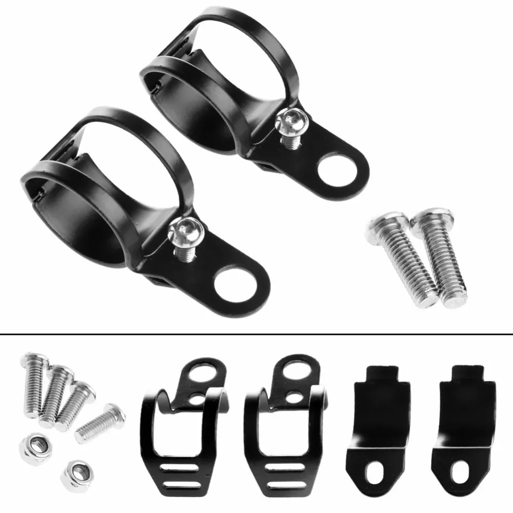 

2Pcs Black Fork Ear Clamp Motorcycle Turn Signal Light Mount Brackets Holder