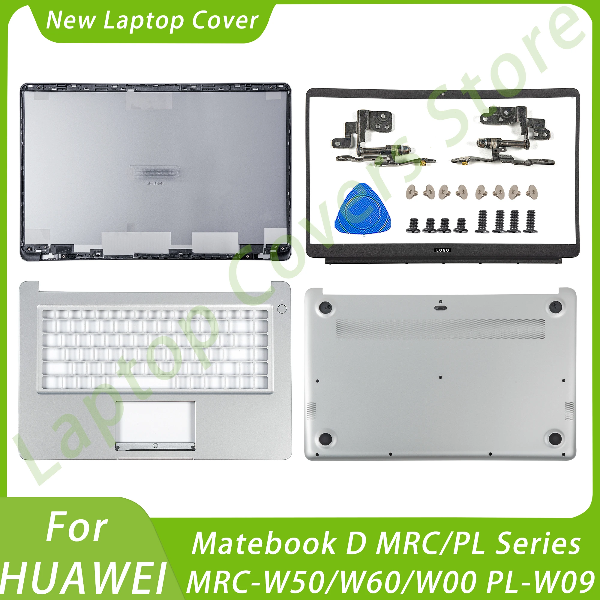 

New Laptop Covers For HUAWEI Matebook D MRC/PL Series MRC-W50/W60/W00 PL-W09 LCD Back Cover Front Bezel Hinges Top Replace