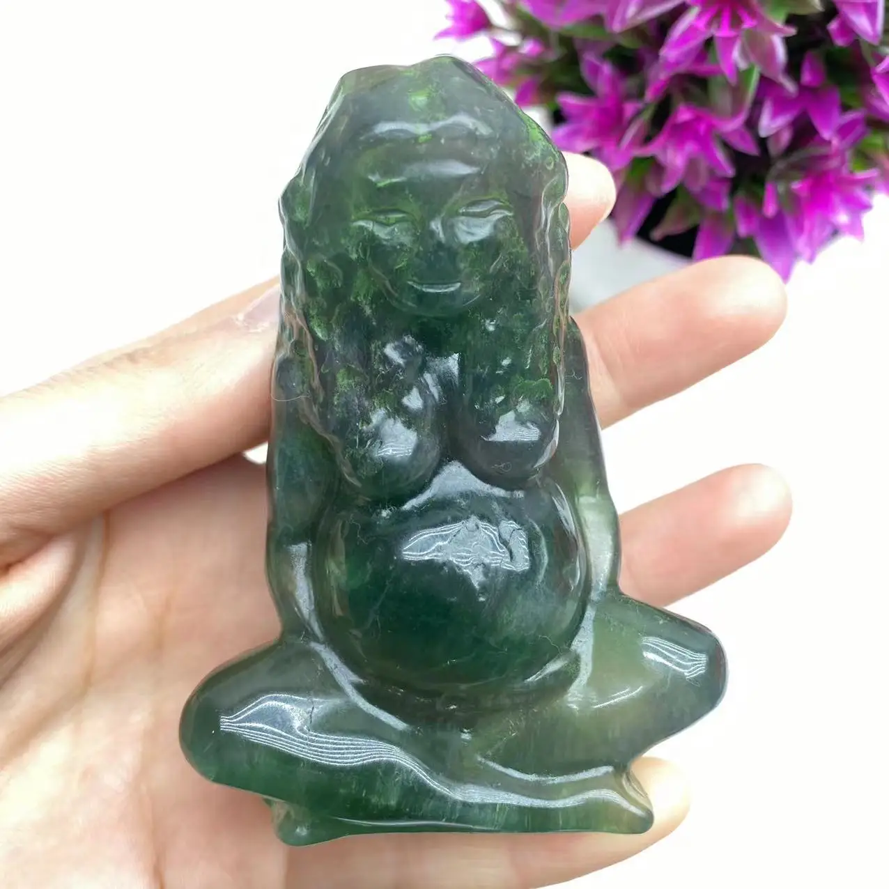 

AAA natural fluorite crystal Shi Ying carved the mother of the earth energy gem reiki healing gift room decoration home
