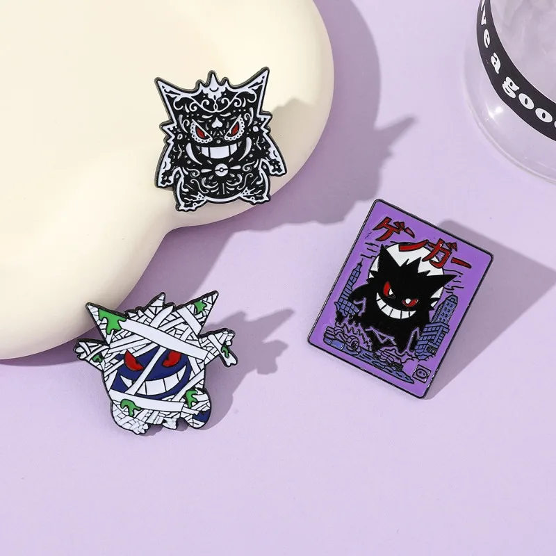 

New Pokemon Gengar Cartoon Brooch Anime Enamel Lapel Pins for Backpack Accessories Fans Collection Badge Jewelry Toys Gifts