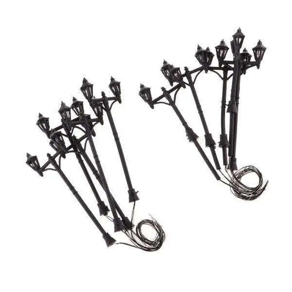 

4xModel светодиодный фонарный столб мини уличный пейзаж фонарные столбы с двойной головкой