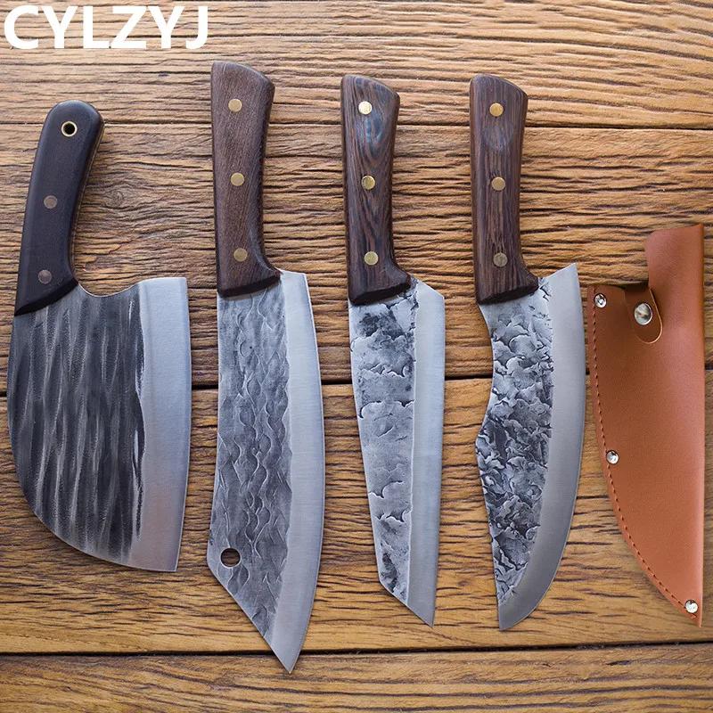 Кованый шеф-нож 1-9 шт. в комплекте кухонные ножи охотничьи косточки сербский