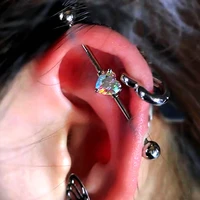 1pc stainless steel piercing industrial earrings zircon ear pierc barbell helix stud earring cartilage body pierc 14g ear gauge