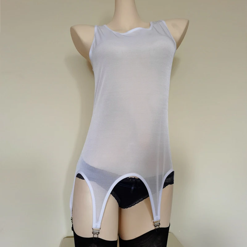 Sexy Women Vest Bodysuit Garter Belt for Stockings Metal Buckles 4 Straps Suspender Elastic Belt Garters Night Club Underwear