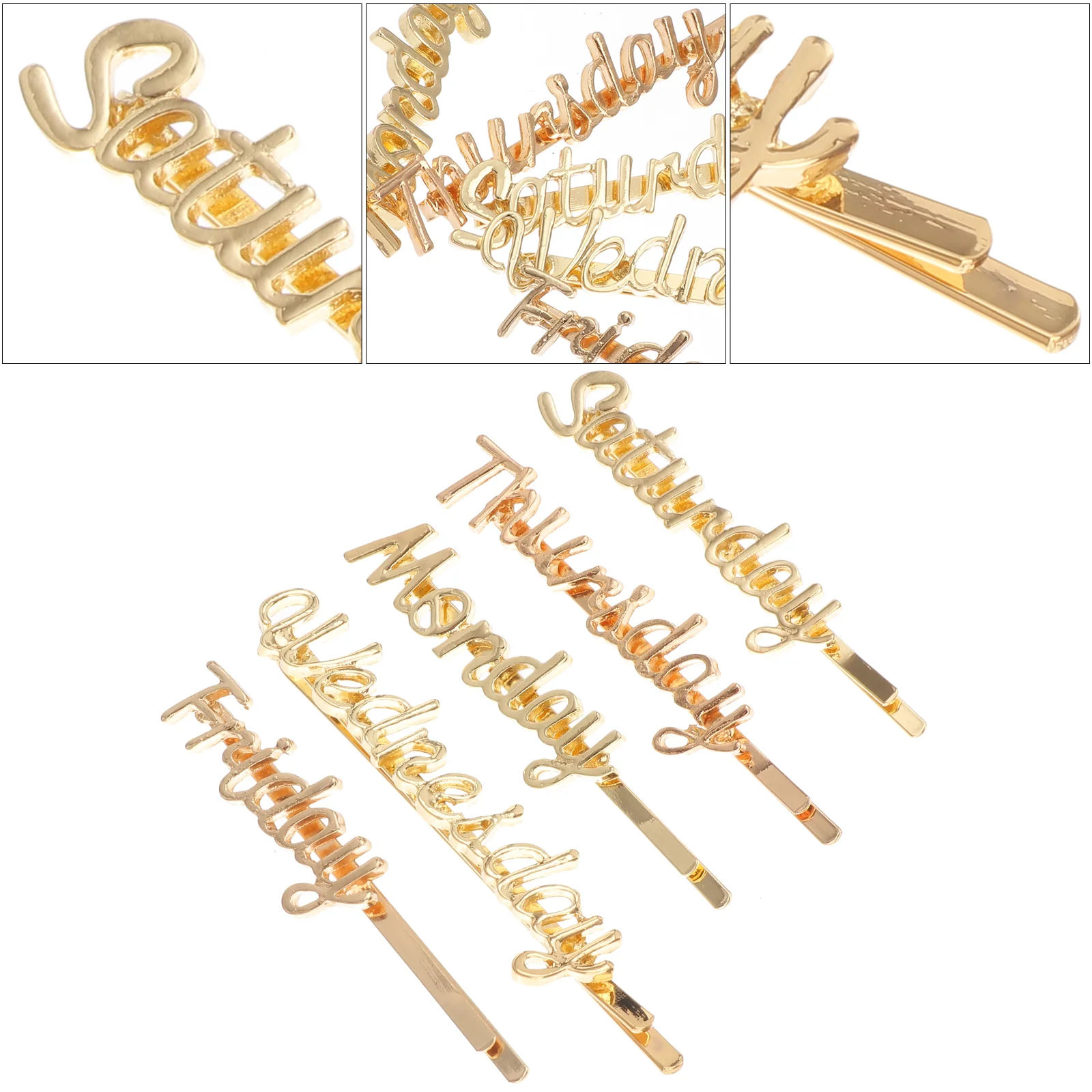 

7pcs Letters Hair Clips Alloy Monday to Sunday Words Barrettes Bobby Pin Hair for Ladies and Girls