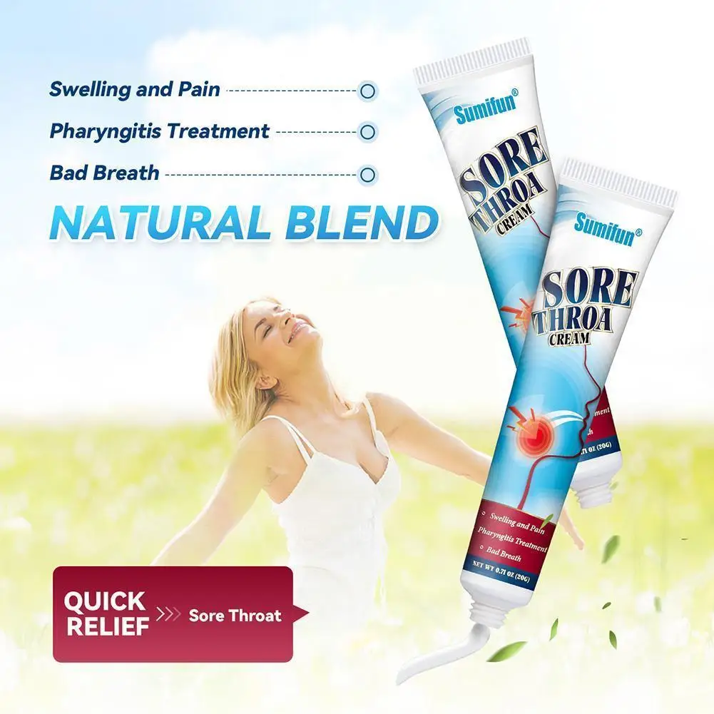 

Sore Throat Cream Cough Cold Pharyngitis Medical Ointment Neck 20g Dry Bad Relief Soothing Care Itchy Pain Breath J2v3