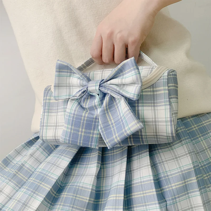 

Large Capacity School Case Canvas JK Pencil Bag Student Ins Girl Plaid Stationery Holder Zipper Pencil Pouch School Supplies