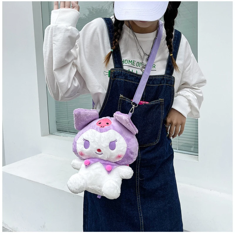 

25cm Kulomi Plush Backpack Sanrio Plush Toys Cute Melody Cosmetic Bag Cinnamoroll Handbag Kawaii Room Decor Gifts for Kids Girls