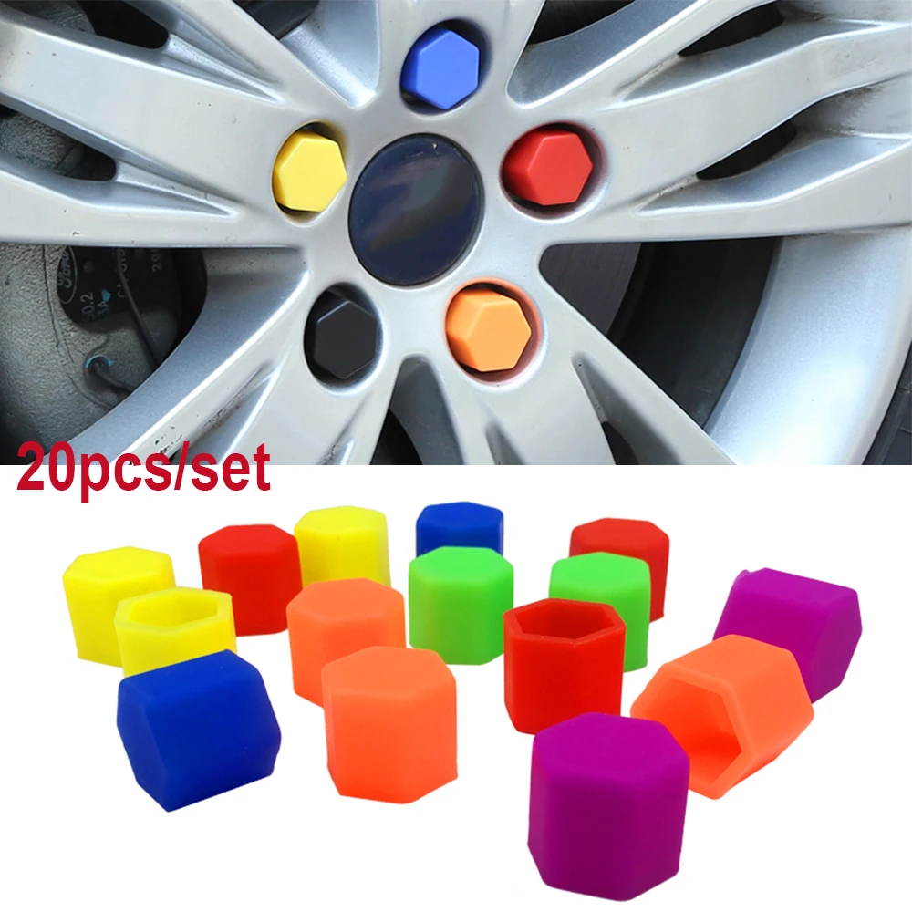 

20pcs 17mm 19mm 21mm Black Car Wheel Caps Bolts Covers Nuts Silicone Auto Wheel Hub Protectors Screw Cap styling Anti Rust Cover