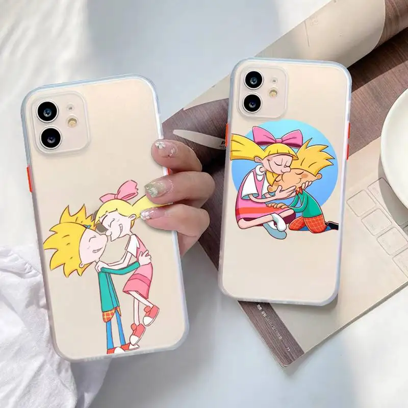 

Hey Arnold Phone Case for iPhone X XR XS 7 8 Plus 11 12 13 pro MAX 13mini Translucent Matte Shockproof Case