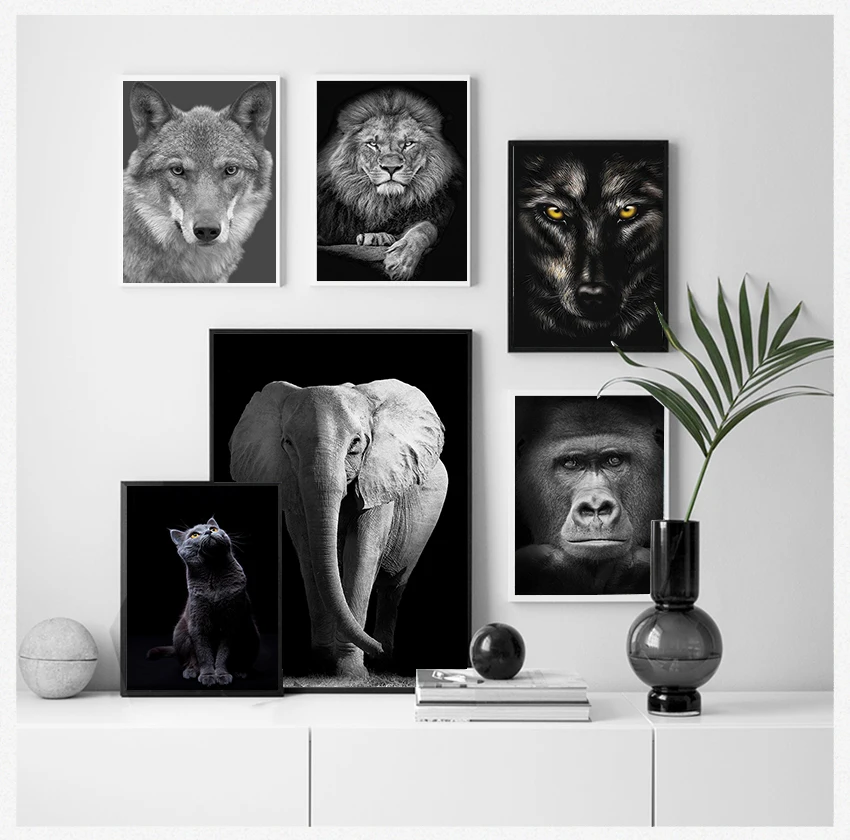 

Posters and Prints Wall Pictures for Living Room Decoration Home Decor Animal Canvas Painting Wall Art Lion Elephant Horse