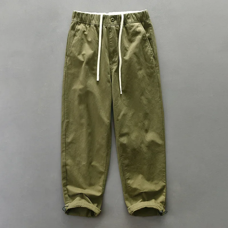 Z673 Мужские осенние новые повседневные брюки свободного кроя на шнурке модный