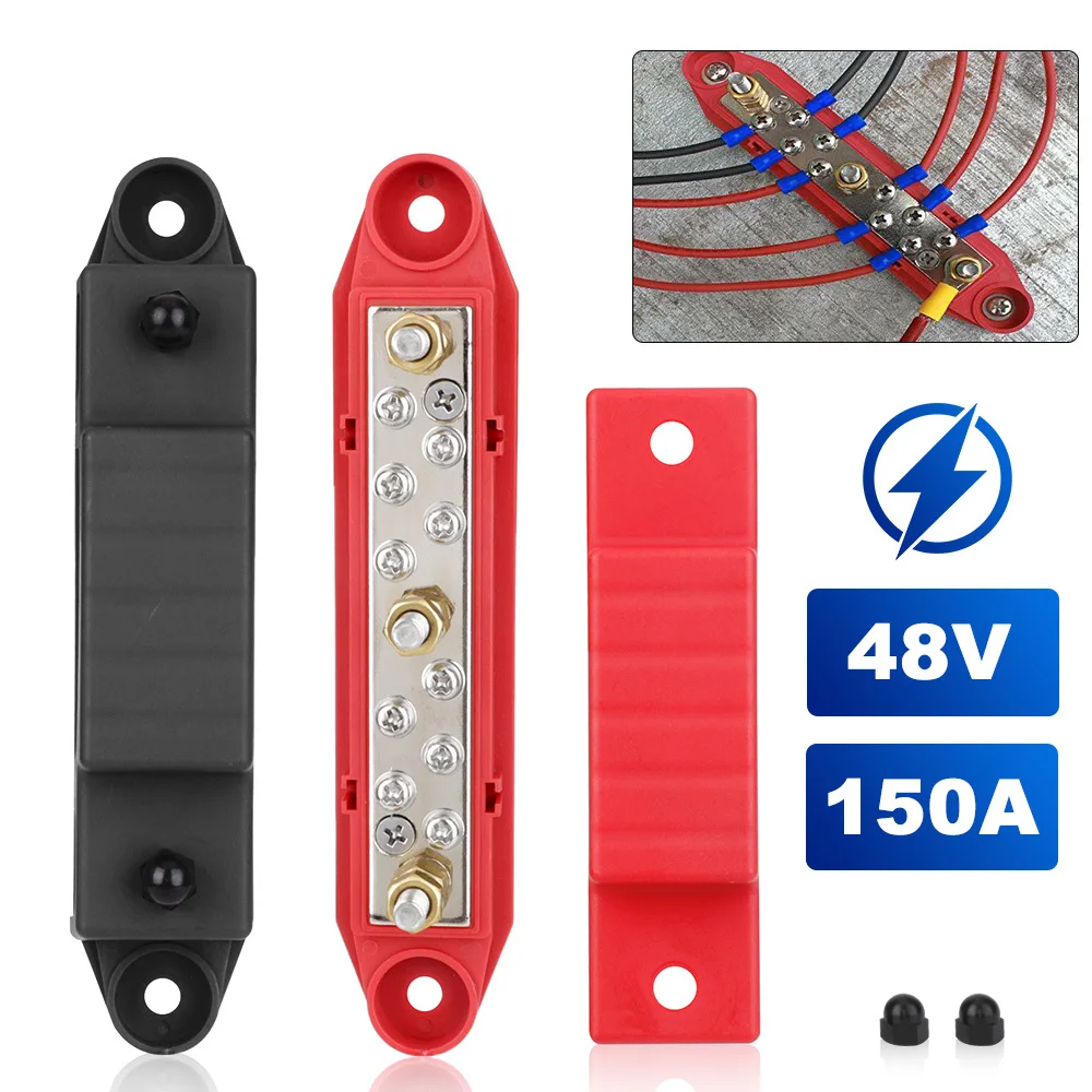 

Heavy Duty Marine Terminal Block Positive Negative Bus Bar 12V Power Distribution Block BusBar for Camper Car Boat Caravan RV