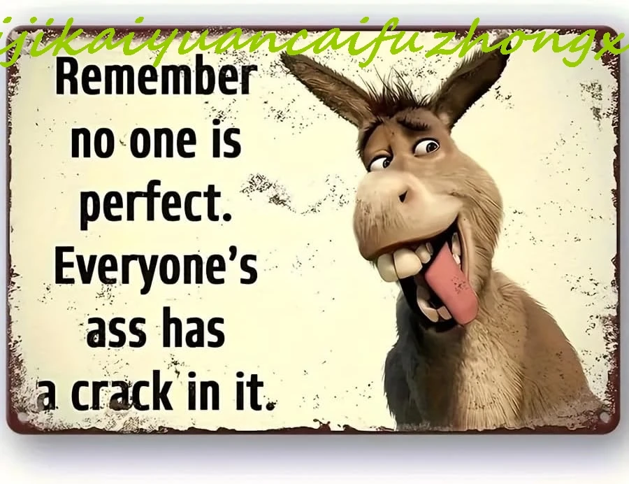 Алюминиевая вывеска с юмористическим осликом в винтажном стиле — забавный