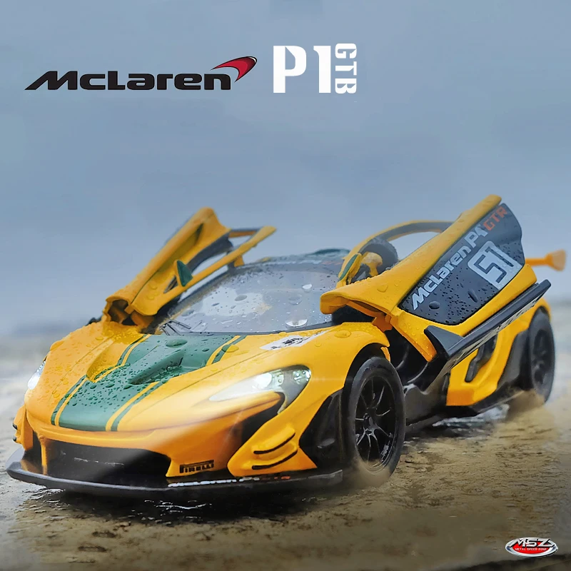 

MSZ 1:31 McLaren P1 GTR Sound And Light Alloy Model Diecast Metal Vehicle Pull Back Car Simulation Collection Childrens Toy Gift