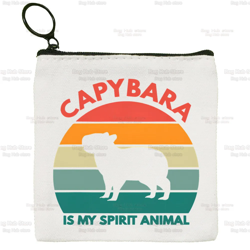 Capybara Canvas Coin Purse Key Bag Classic Zipper Capybaras Is My Spirit Animals Storage Bag Customized Wallet With Card Holders