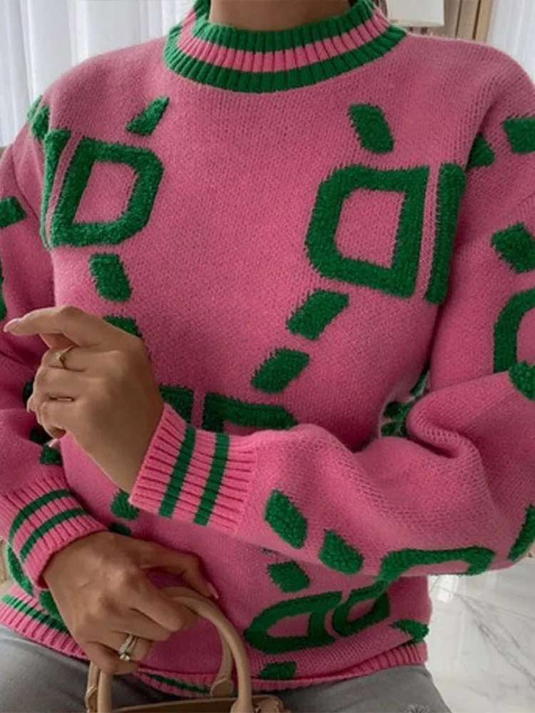 

Pink Sweater Women Winter Pullover Female 2021 Oversize Knitted Sweaters Ladies Long Sleeve Casual Y2k Lady Green Woman Jerseys