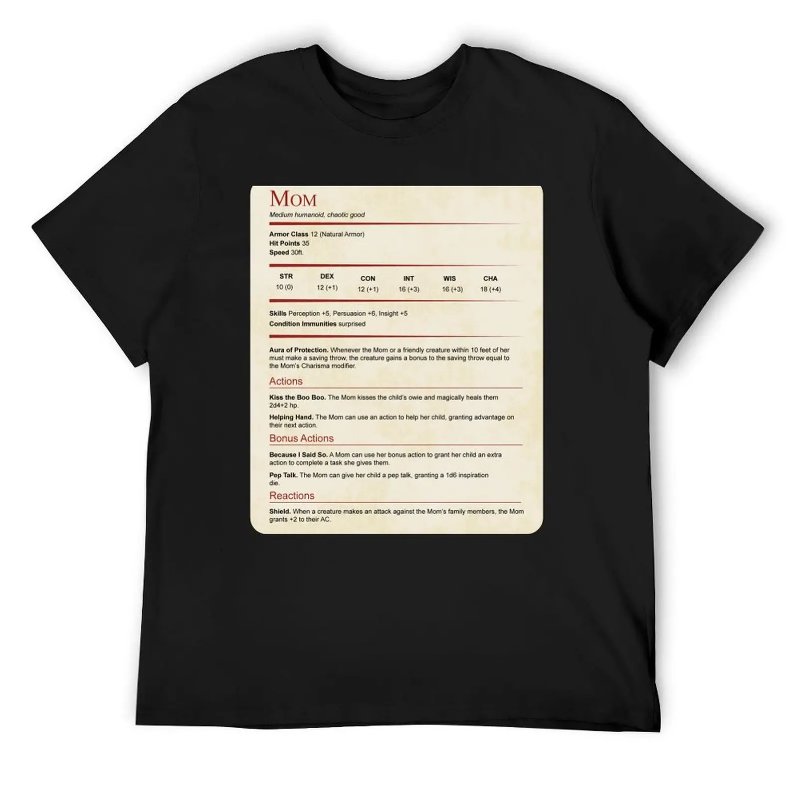 Футболка D&ampD Mom Stat Block одежда в стиле аниме простая мужская