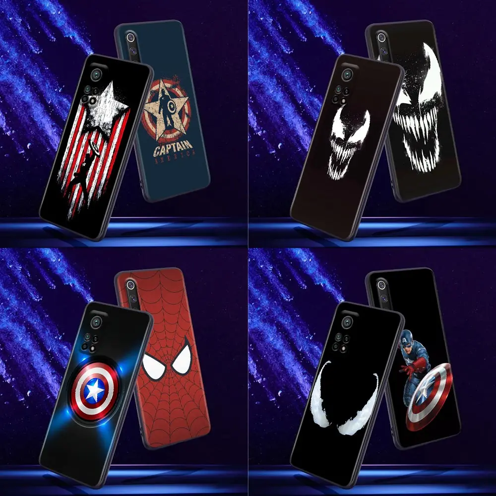 

Phone Case for Xiaomi Mi 9 9T SE Mi 10T 10S Mi A2 Lite CC9 Note 10 Pro 5G Case Soft Silicone Cover Venom Captain America Marvel