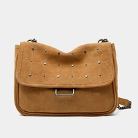 fashion rivet small square bag brown casual shoulder wandering bag luxury metal chain crossboday bag designer bags and purses