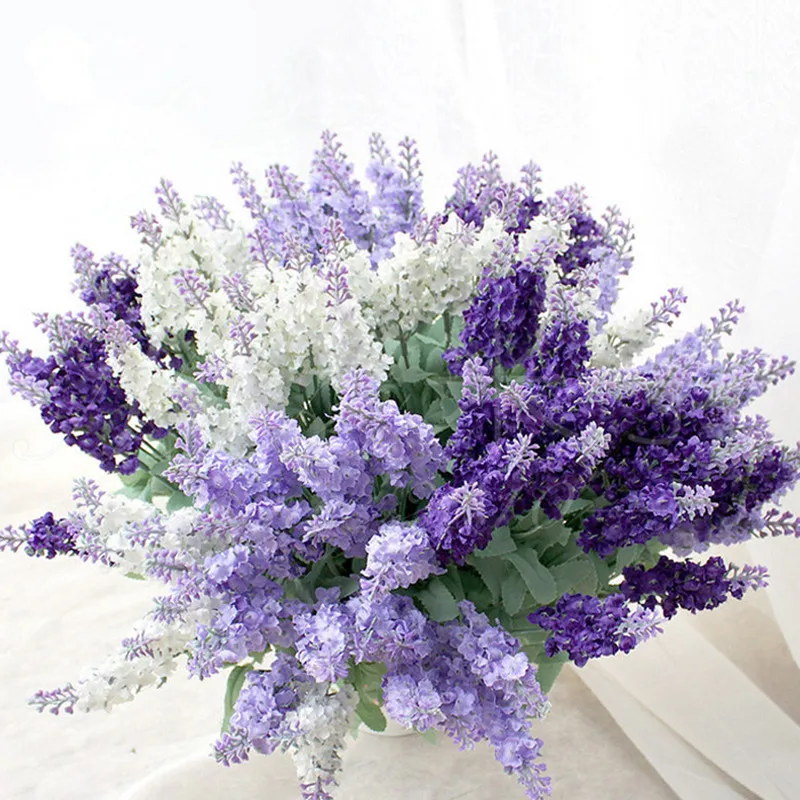Artificial Flowers Bouquet Silk Fake Flowers Real Touch Lavender For Home Garden Decoration Wedding Accessories Party Supplies