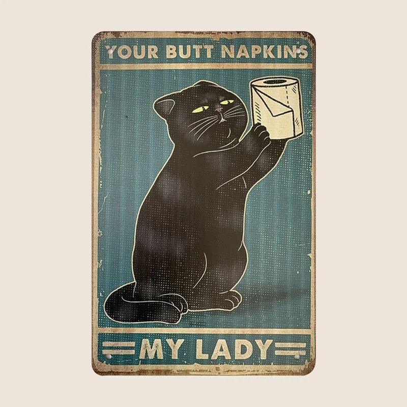 

Vintage Cat Monster Painting Decorative, Vintage Aluminum Sign For Home Toilet Restaurant Kitchen Bar Coffee Wall Decor Art Gift