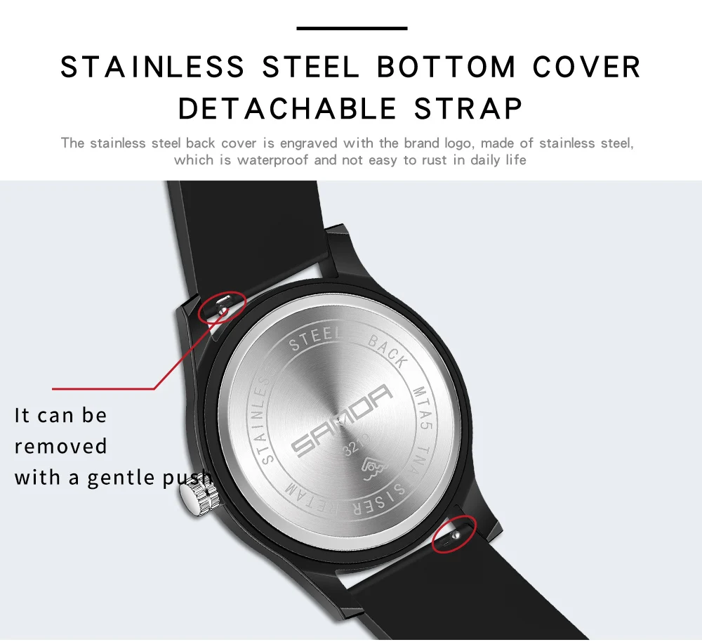 SANDA Ladies Watch Trend Creative Quartz Mens Sports Clock Fashion Casual Unisex Quartz Silicone Water proof Watch Reloj Señoras