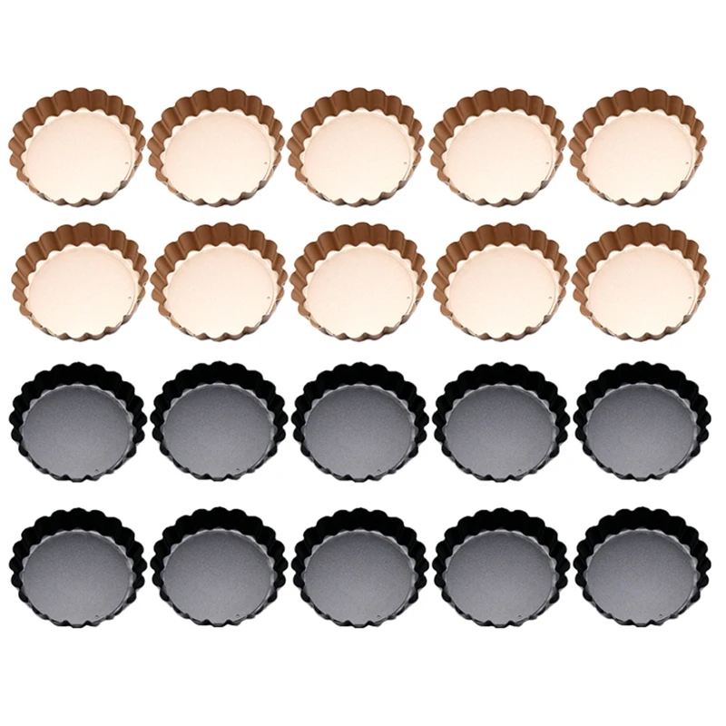 

20Pcs Mini Tart Pans With Removable Bottom Mold 4 Inch Round Non-Stick Tart Pans Suitable For Cake, Dessert Baking, Etc. Durable