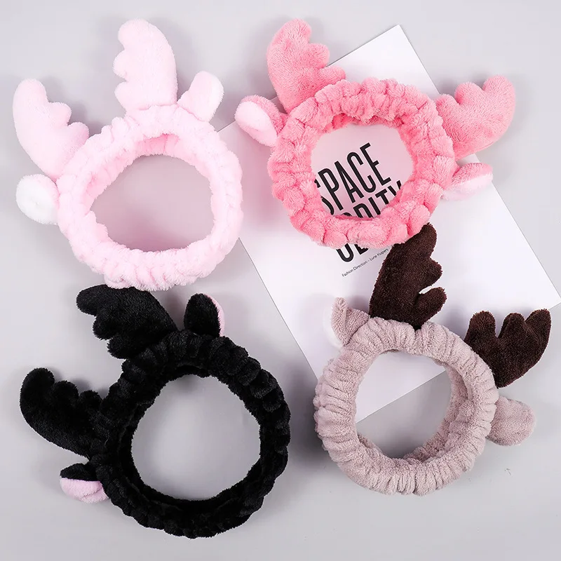 

Wash Face Hair Holder Hairbands Soft Warm Coral Fleece Bow Animal Ears Headband for Women Girls Turban Fashion Hair Accessories