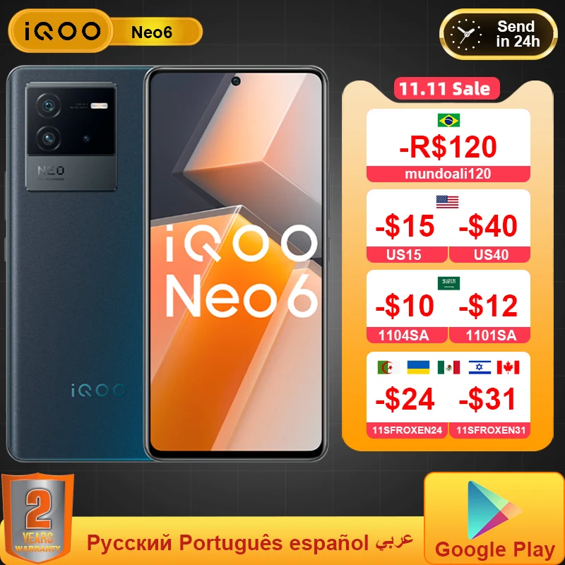 Kup Vivo IQOO Neo 6 Smartphone Snapdragon 8 Gen 1 4700mAh Duża Bateria 120Hz Ekran Wyścigowy Podwójna Komórka 80W Ceny Vivo IQOO Neo 6 Smartphone Snapdragon 8 Gen 1 4700mAh Duża Bateria 120Hz Ekran Wyścigowy Podwójna Komórka 80W