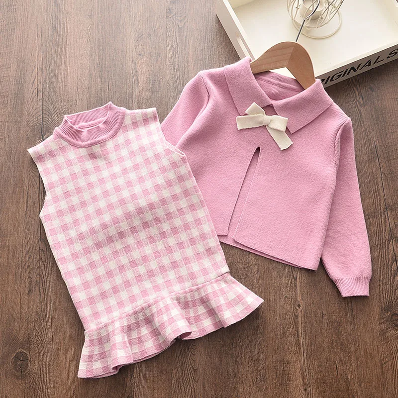 Girls Dress 2022 New Princess Dresses Autumn Winter Christmas Sweater and A-Line Dress for Girl Kid Dress Cute Children Clothing