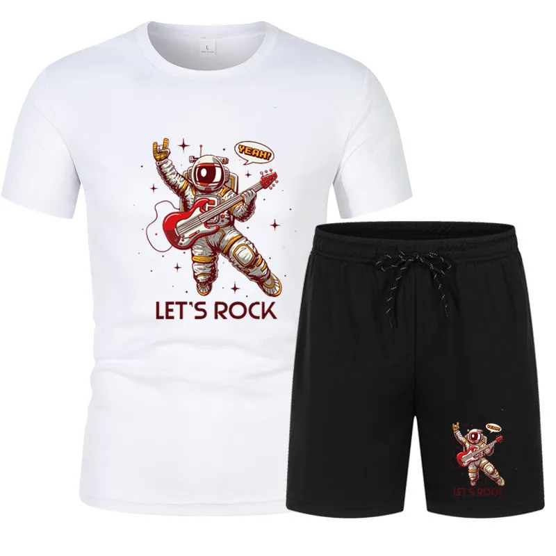 

Men's T-shirt + Shorts Set Summer Breathable Casual T shirt Running Set Fashion Harajuku Printed Male Sport Suit 2022 New