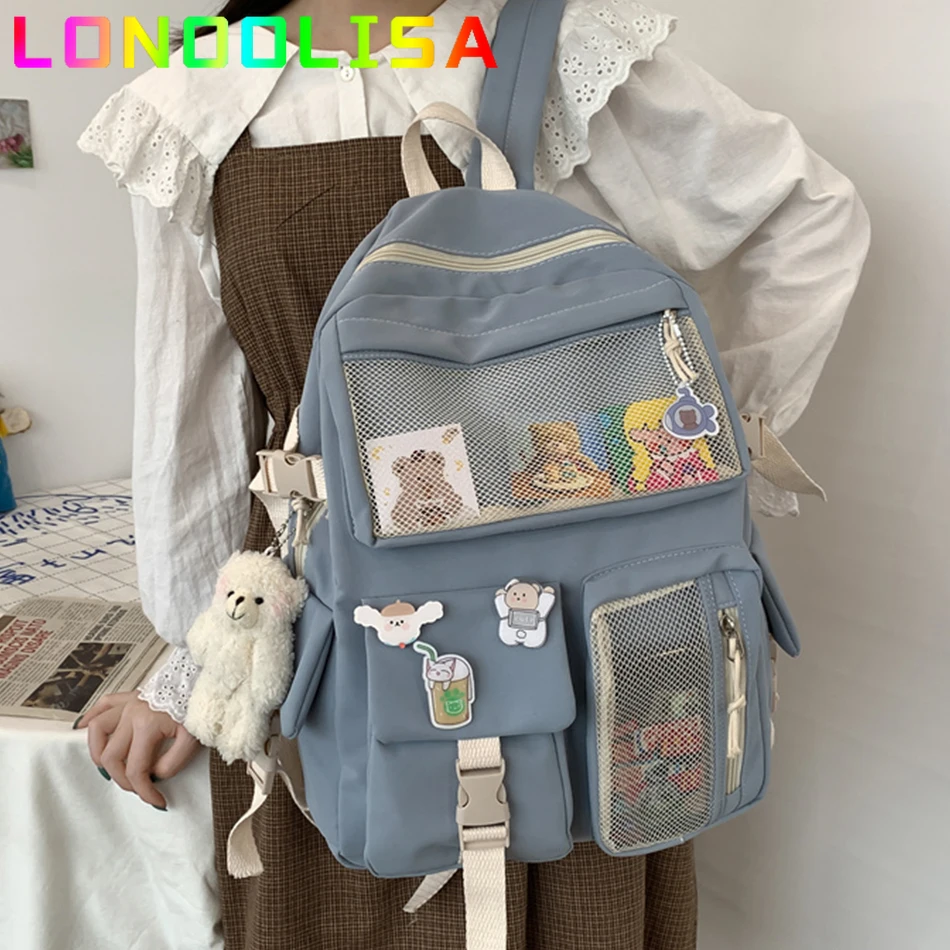 

Kawaii Nylon Women Backpack Fashion Waterproof Rucksack for Teenager Girl School Bag Cute Student Bookbag Travel Large Mochilas