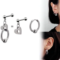 2pc stainless steel heart ear piercing earring 20g 16g pierc stud ear lobe conch tragus cartilage earring helix pierc ring korea