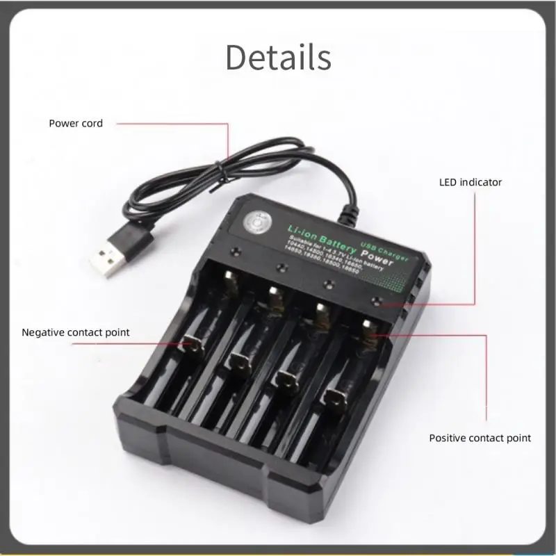 

Fast Charge Four-slot Usb Smart Independent Charging 18650 Durable Charger