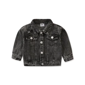Autumn Denim Girls Jacket Baby Boys Lapel Casual Coats Toddler Kid Outerwear Children Jean Coat 1-6 Years Spring Clothes Costume 1
